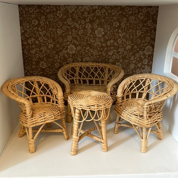 Rattan dollhouse furniture set (mouse doll is not included) - Picture 1 of 6